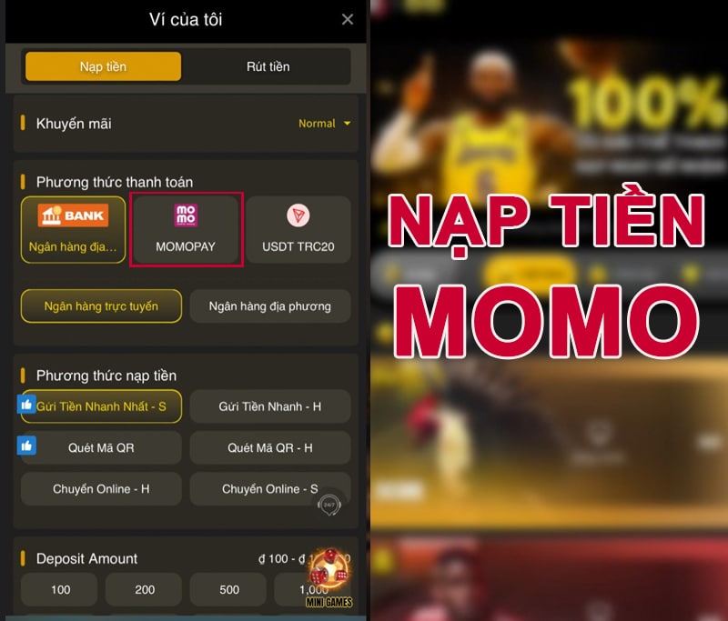 Nạp tiền BJ88 qua ví điện tử Momo: