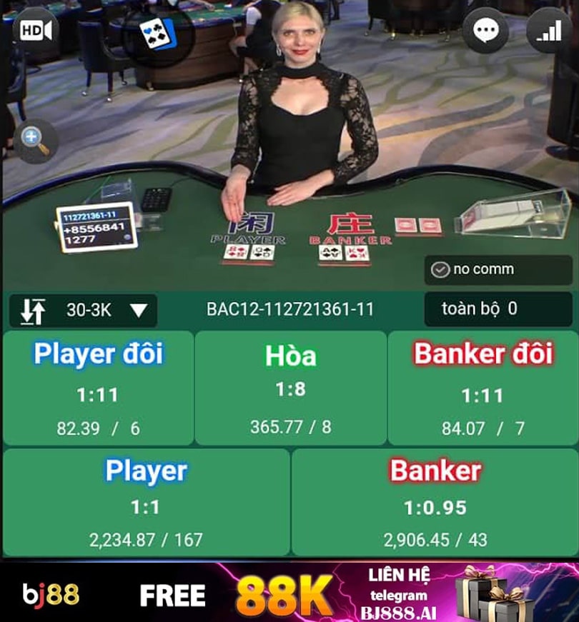 Lựa chọn cửa đặt cược Baccarat trên Bj88